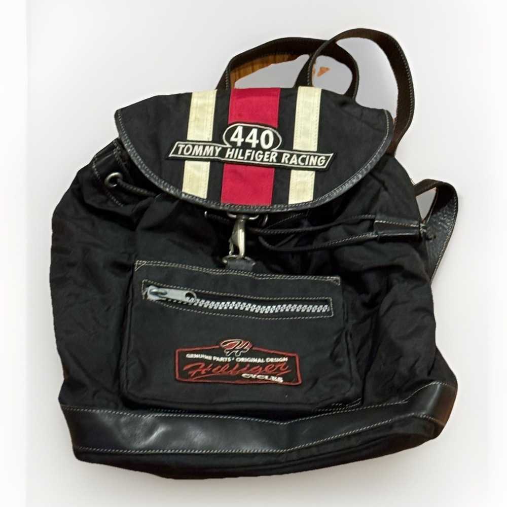 Vintage Tommy Hilfiger Racing Backpack Motorcycle Bag Harley F1 RRL Rare
